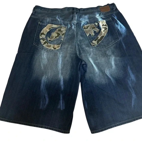 Ecko Unlimited Green Camouflage Jean Y2K Shorts